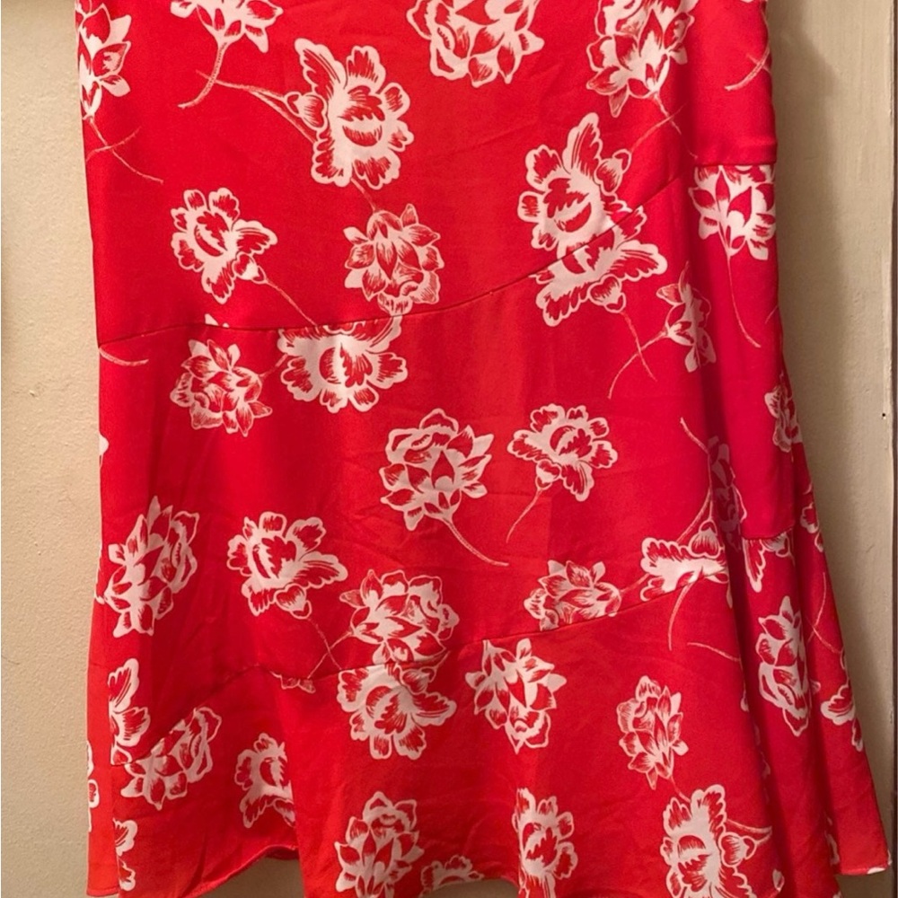 LOFT Coral Floral Skirt